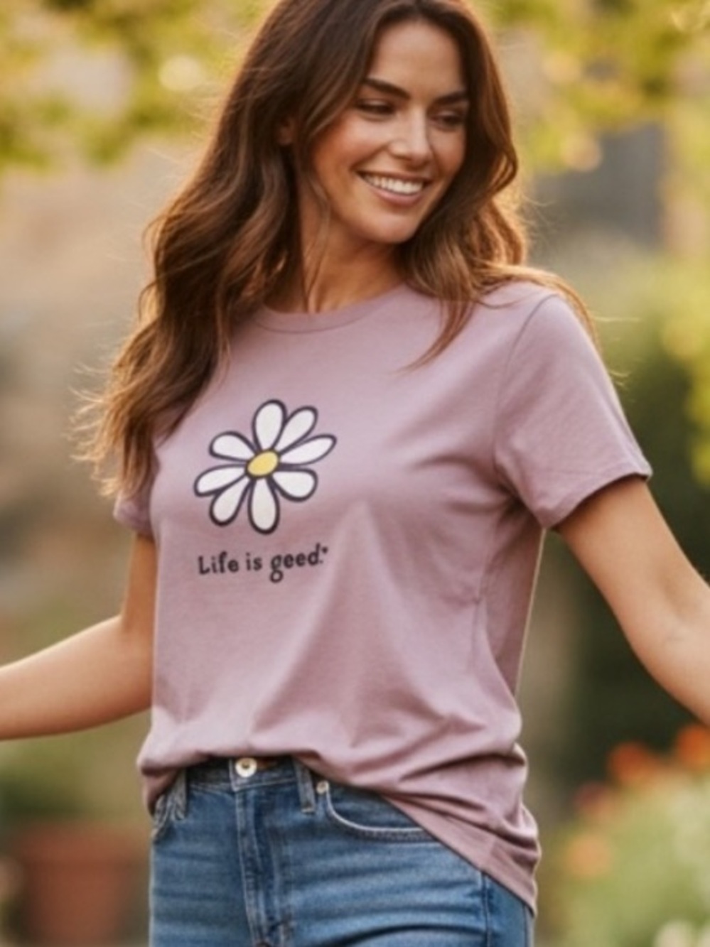 Life Is Good Lavender Tee with Daisy Graphic